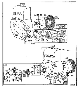 Wind-Up Starter Assembly Diagram and Parts List for 81300-81497 0110 - 0334 Briggs and Stratton Engine